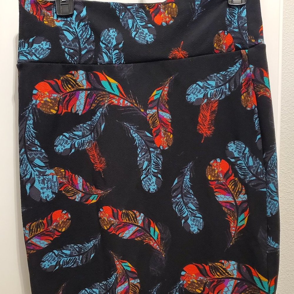 Lula Rue Black Shirk with Feathers Multi Color